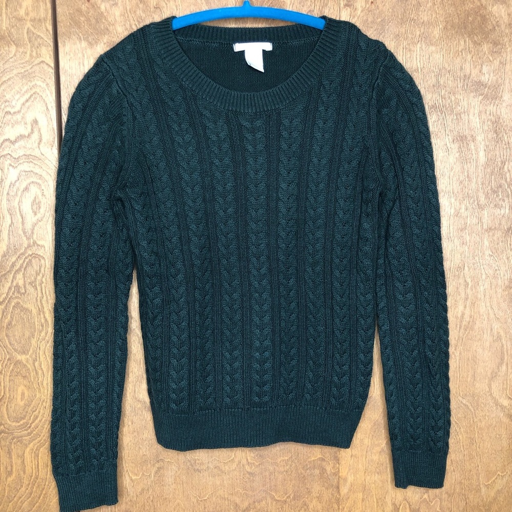 Forest Green CABLE-KNIT SWEATER